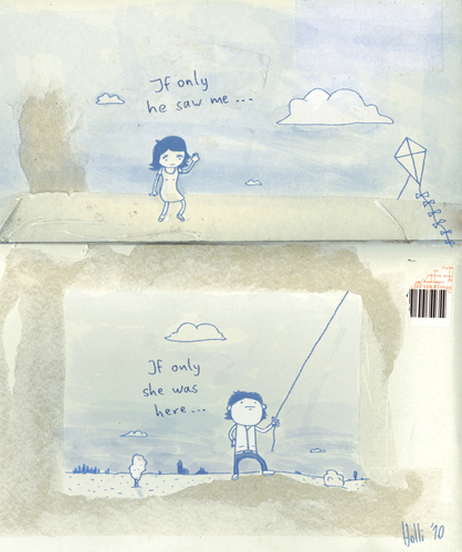 Cartoon: If only... (medium) by thomas_hollnack tagged boy,girl,love,relationship,autumn