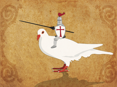 Cartoon: Pigeon Knight (medium) by thomas_hollnack tagged knight,pigeon,streetart
