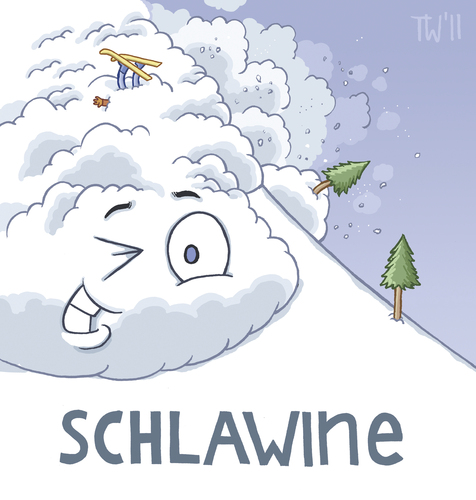 Cartoon: schlawine (medium) by Tobias Wieland tagged skifahren,ski,winter,eis,schnee,katastrophe,natur,schlawiner,lawine,wortspiel,wortspiel,lawine,schlawiner,natur,katastrophe,schnee,eis,winter,ski,skifahren