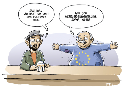 Cartoon: Armut in Europa (medium) by Tobias Wieland tagged eu,europa,armut,euro,bundestag,debatte,haushalt,krise,merkel,steinbrück,karikatur,tobias,wieland,cartoon,eu,europa,armut,euro,bundestag,debatte,haushalt,krise,merkel,steinbrück,karikatur,tobias,wieland,cartoon