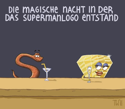 Cartoon: Kleine Geschichtsstunde (medium) by Tobias Wieland tagged superman,super,schlange,bar,diamant,snake,kneipe