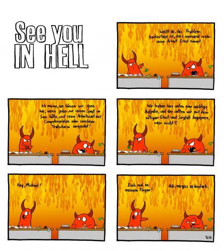 Cartoon: See you in hell (medium) by Tobias Wieland tagged see,you,in,hell,hölle,teufel,religion,fun,funny,humor,humour,
