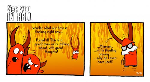 Cartoon: See you in hell (medium) by Tobias Wieland tagged see,you,in,hell,hölle,teufel,devil,religion,fun,funny,humor,humour,,comic,strip,hölle,teufel,religion