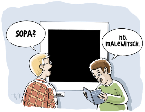 Cartoon: SOPA (medium) by Tobias Wieland tagged censorship,zensur,copyright,urheberrecht,wordpress,google,wikipedia,strike,streik,acta,pipa,act,piracy,online,stop,internet,sopa,meinungsfreiheit,malewitsch,sopa,internet,pipa,censorship,streik,wikipedia,online,www,webstreik,web streik,protest,google,wordpress,urheberrecht,copyright,zensur,meinungsfreiheit,malewitsch,kunst,web