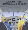 Cartoon: Schlechte Idee (small) by Tobias Wieland tagged cockpit,pilot,feuer,flugzeug,flieger,flughafen
