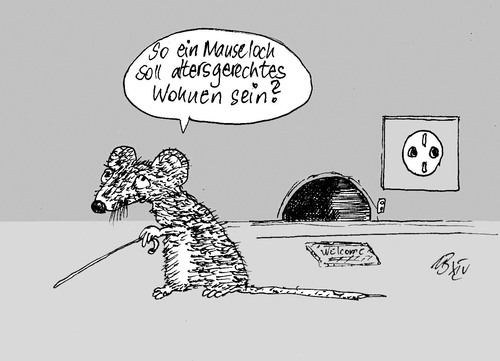 Cartoon: Altersgerechtes Wohnen (medium) by Marbez tagged wohnen,altersgerecht,mauseloch