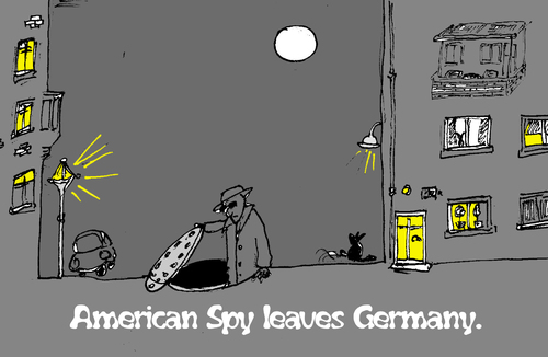 Cartoon: Ami Spion verlässt Deutschland (medium) by Marbez tagged nsa,spion,ausweisung,ausreise