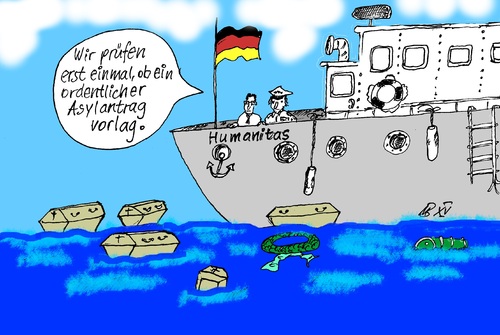 Cartoon: Bootsflüchtlinge (medium) by Marbez tagged flüchtlinge,boot,asylantrag