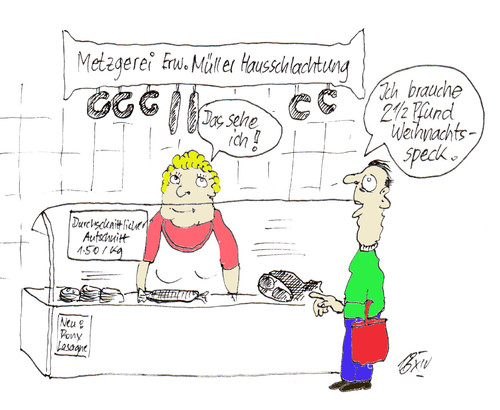 Cartoon: Weihnachtsspeck (medium) by Marbez tagged weihnachtsspeck,zweieinhalb,pfund
