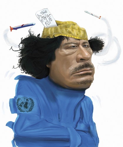Cartoon: Colonel Quadaffi (medium) by Dom Richards tagged quadaffi,tyrant,libya,nato