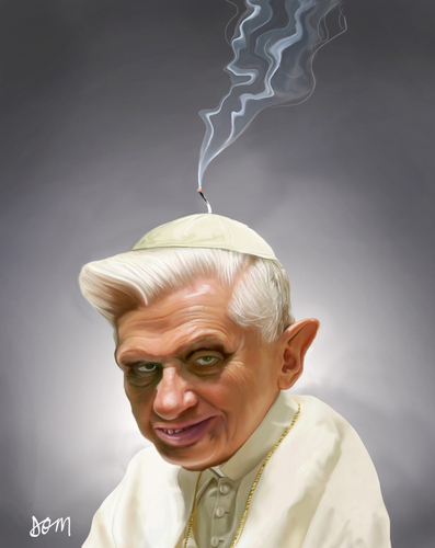 Cartoon: Ex-pope Benedict (medium) by Dom Richards tagged pope,caricature,benedict