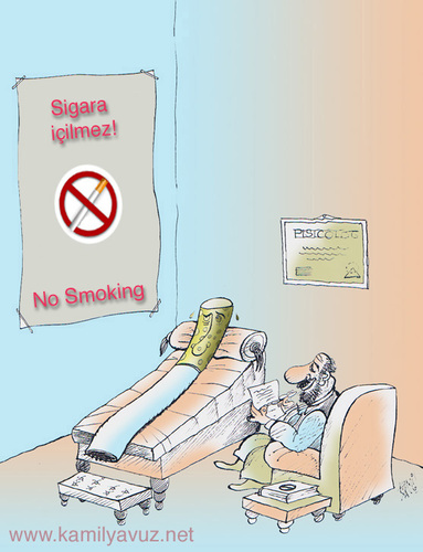 Cartoon: tütün ve psikoloji (medium) by kamil yavuz tagged tütün,sigara,psikoloji,doktorlar