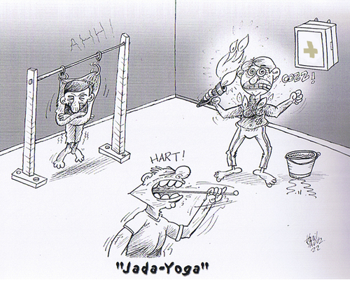 Cartoon: Yoga or Moga (medium) by kamil yavuz tagged original,yoga,hinduism,moga