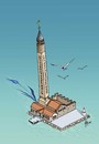 Cartoon: The Maidens Tower Istanbul (small) by Hilmi Simsek tagged the,maidens,tower,istanbul,turkey,kiz,kulesi,hilmi,simsek,cartoon