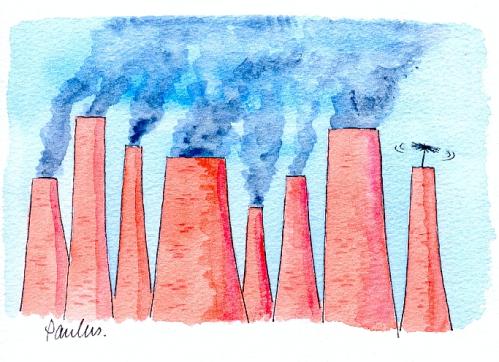 Cartoon: Chimneys (medium) by Paulus tagged pollution,industry,architecture,