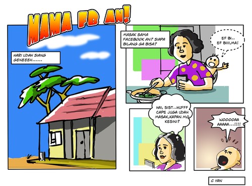 Cartoon: Mama with facebook (medium) by yan setiawan tagged facebook