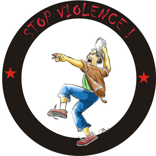 Cartoon: stop violence! (medium) by yan setiawan tagged stop,violence