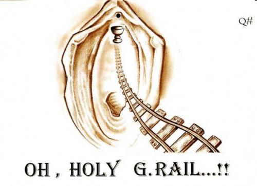 Cartoon: OH HOLY G.RAIL (medium) by QUIM tagged grail,,illustration,heilig,gral,legende,mittelalter,ritter,suche,suchen,finden,mysterien,mysteriös,geheimnisse,scheide,vagina,geschlechtsteil,geschlechtsorgan,geschlechter,frau,frauen,weiblich,weiblichkeit,sexualität,sex,organ,anatomie,biologie,schienen,gleise,vesteck,weg,ziel,reise,ungewisse