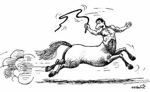Cartoon: horse man (medium) by Medi Belortaja tagged horse,man