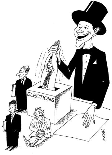 Cartoon: MPs (medium) by Medi Belortaja tagged mps,election,ballot,box,wizard