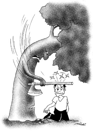 Cartoon: angry tree (medium) by Medi Belortaja tagged nature,environment,tree
