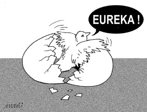 Cartoon: bird philosopher (medium) by Medi Belortaja tagged philosopher,bird,egg,eureka