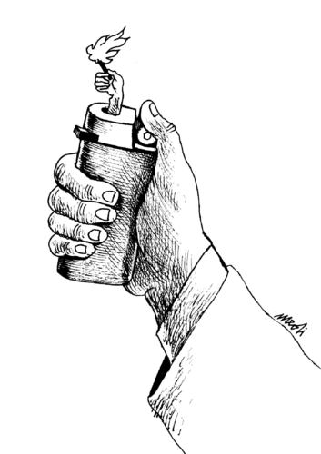 Cartoon: lighter (medium) by Medi Belortaja tagged lighter,flame,match,thread