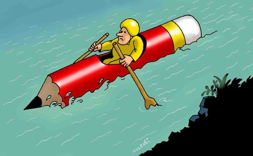 Cartoon: holidays (medium) by Medi Belortaja tagged river,writers,holidays,boat,humor