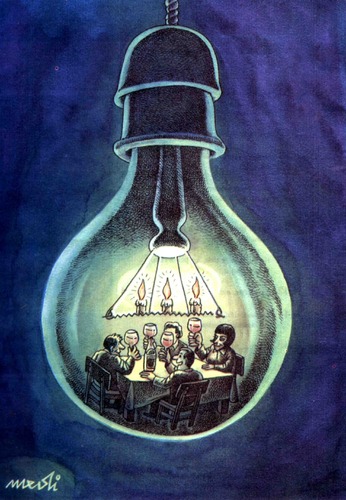 Cartoon: cheers (medium) by Medi Belortaja tagged cheers,bulb