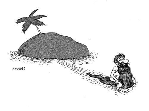 Cartoon: chin rescue (medium) by Medi Belortaja tagged crusoe,robinson,traveling,salvation,beard,humor