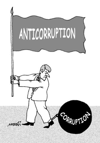 Cartoon: corrupted politician (medium) by Medi Belortaja tagged politician,corrupted,standardbeare,flag,sphere,politics,corroption,anticorruption
