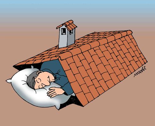 Cartoon: cover of the poor man (medium) by Medi Belortaja tagged sleeping,poverty,poor,roof,cover,man