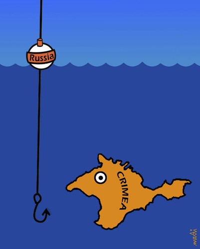 Cartoon: Crimea fishing (medium) by Medi Belortaja tagged crimea,ukraine,fish,fishing,putin,military,democracy,politicians