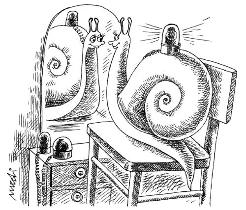 Cartoon: dream to be rapid (medium) by Medi Belortaja tagged mirror,snail,rapid,dream