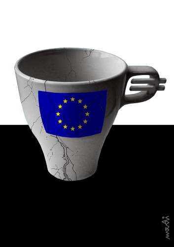 Cartoon: eurocup (medium) by Medi Belortaja tagged europe,eu,cracked,cup,flag,crisis