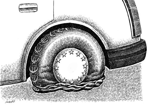 Cartoon: EU car (medium) by Medi Belortaja tagged euro,crisis,car,europe,stars