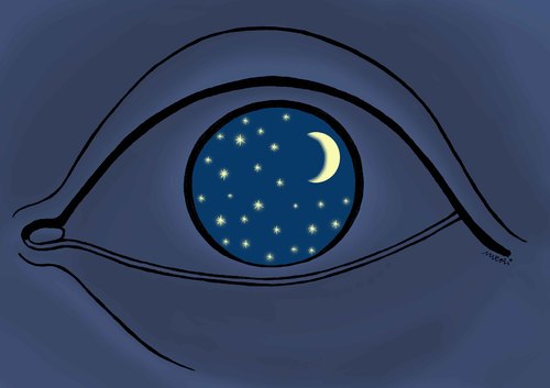 Cartoon: eye of the nigh (medium) by Medi Belortaja tagged eye,sky,nigh,moon