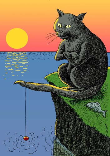 Cartoon: fishercat (medium) by Medi Belortaja tagged fish,fishing,fisherman,cat,tail