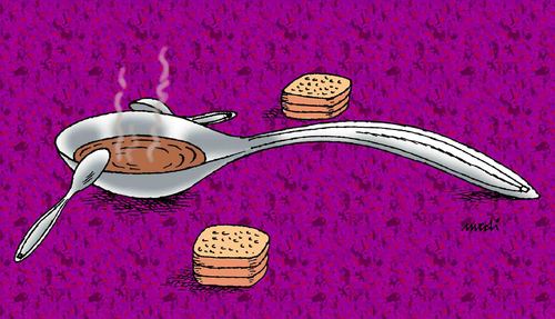 Cartoon: generosity (medium) by Medi Belortaja tagged generosity,food,spoon