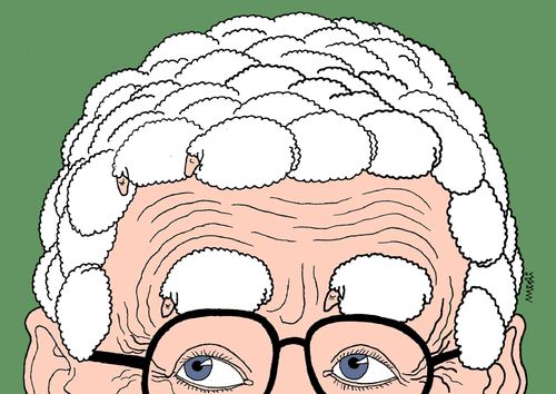 Cartoon: grandfather (medium) by Medi Belortaja tagged sheeps,sheep,hails,grandfather