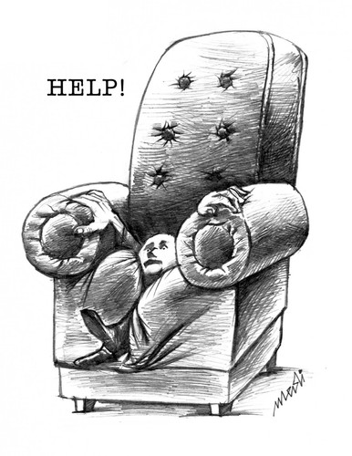 Cartoon: help (medium) by Medi Belortaja tagged sinking,power,chief,armchair,help