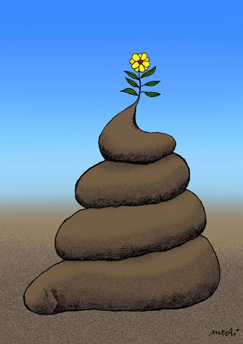 Cartoon: hope (medium) by Medi Belortaja tagged succes,failure,shit,spring,flower,hope