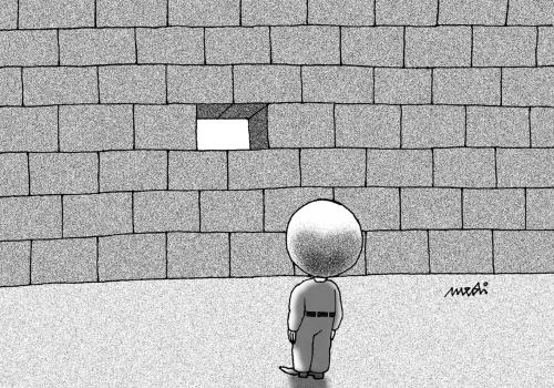 Cartoon: Idealist (medium) by Medi Belortaja tagged idea,perspective,sphere,stone,wall,philosophy,think