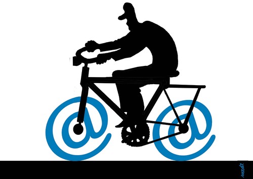 Cartoon: internet bicycle (medium) by Medi Belortaja tagged logo,man,digital,bicycle,bike,internet,at