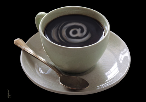 Cartoon: internet coffee (medium) by Medi Belortaja tagged cup,at,logo,relax,digital,coffee,internet