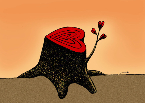 Cartoon: love s tree (medium) by Medi Belortaja tagged skid,heart,tree,love