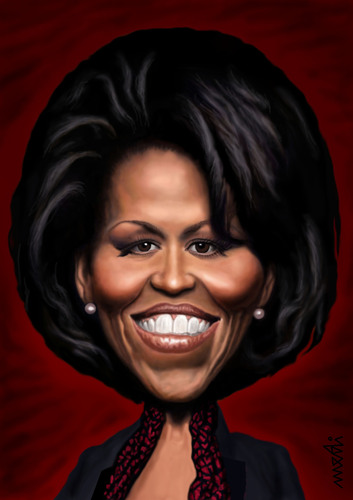 Cartoon: Michelle Obama (medium) by Medi Belortaja tagged wife,president,usa,us,lady,first,obama,michelle