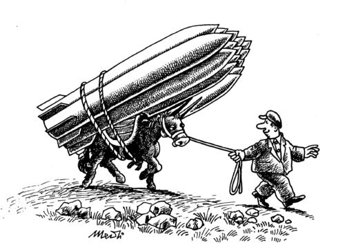 Cartoon: missiles and poverty (medium) by Medi Belortaja tagged military,poverty,missiles,theft,weapon,traffic