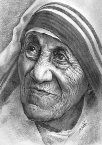 Cartoon: Mother Teresa (medium) by Medi Belortaja tagged teresa,mother