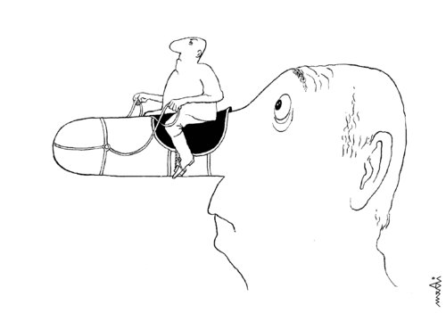 Cartoon: noseman (medium) by Medi Belortaja tagged nose,man,horse,horseman,humiliation